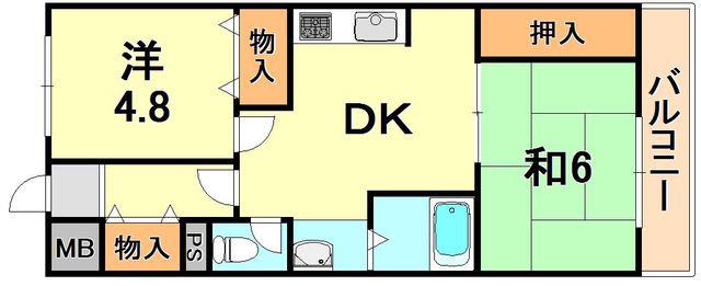 グランツ垂水(2DK/3階)の間取り写真