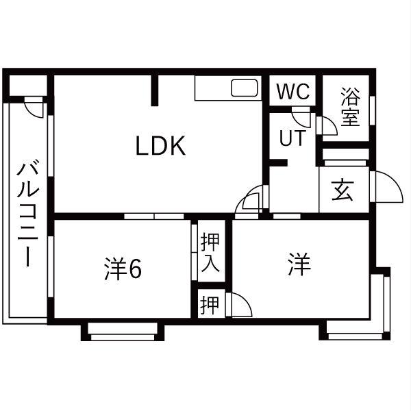 レオパレスII(2LDK/1階)の間取り写真
