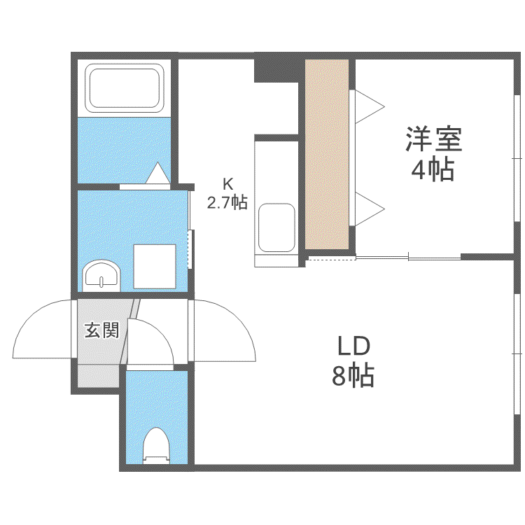 GLIFE NISHIMACHI(1LDK/2階)の間取り写真