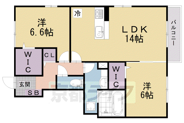 シエロII(2LDK/1階)の間取り写真
