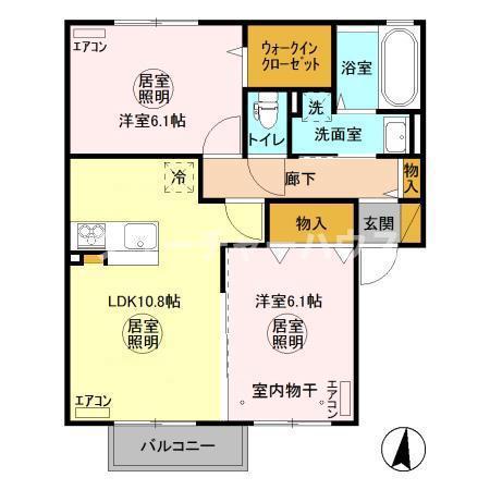 グランマーレ L(2LDK/2階)の間取り写真