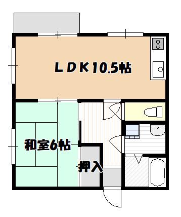 ハウスイースト(1LDK/2階)の間取り写真