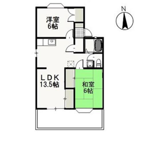 ファミーユ・ビボD(2LDK/1階)の間取り写真