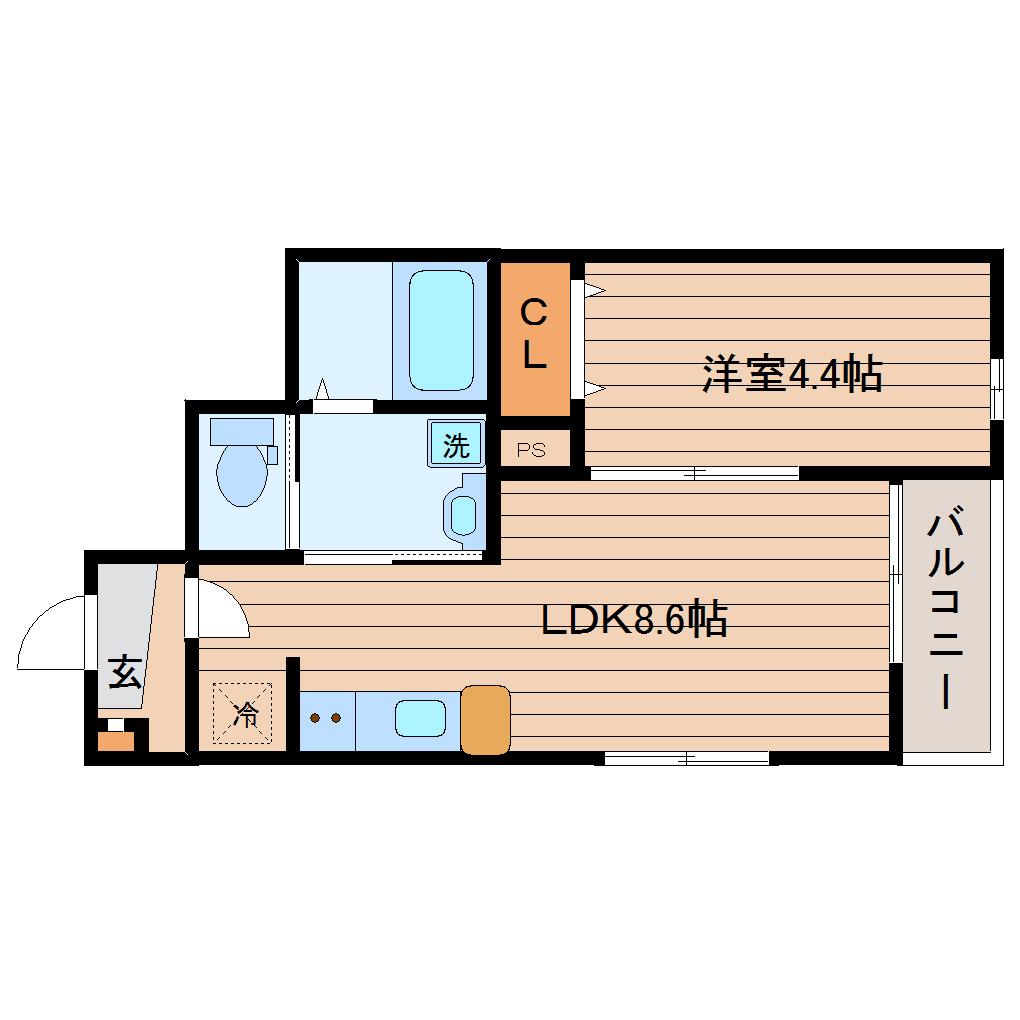 サムズアップ落合(1LDK/1階)の間取り写真
