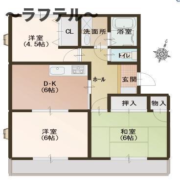 マンション霞野坂(3DK/1階)の間取り写真