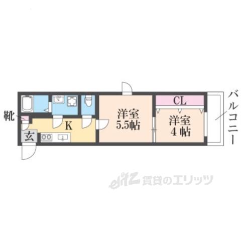 ベレーザ西陣Ⅰ(2K/2階)の間取り写真