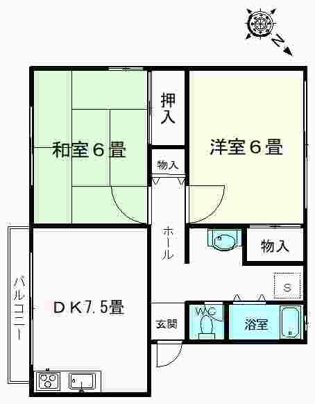 ナインイヤーズマザー(2DK/2階)の間取り写真