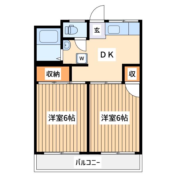 コーポサンレイ(2DK/1階)の間取り写真