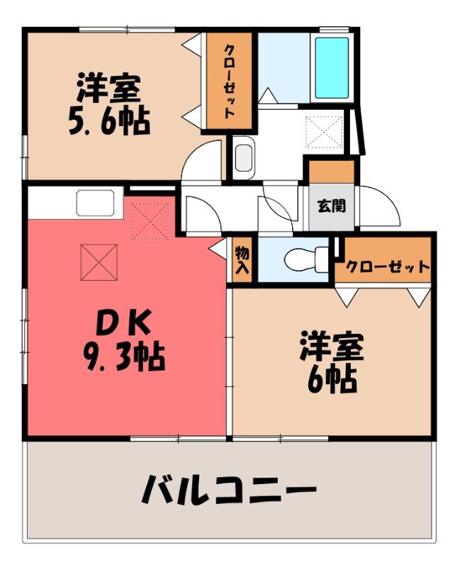 ソラリスA(2DK/1階)の間取り写真