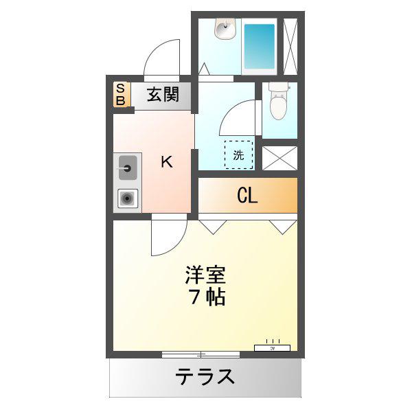 KSハウス(1K/1階)の間取り写真