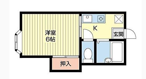 ローズガーデン(1K/2階)の間取り写真