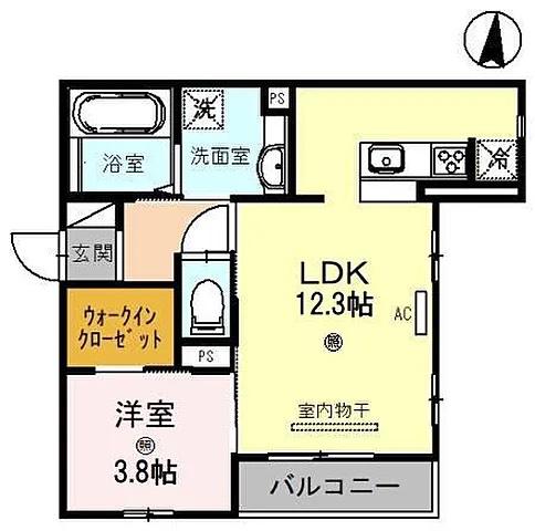 D-ROOM東公園(1LDK/2階)の間取り写真