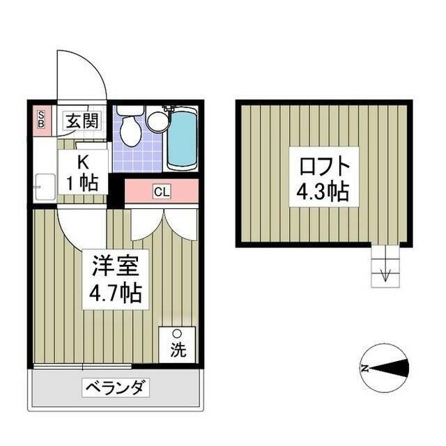 ロゼリア(1K/1階)の間取り写真