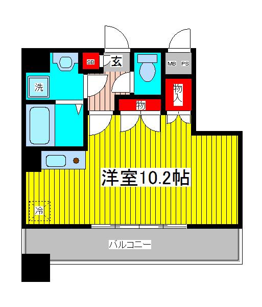 SKコートV(ワンルーム/6階)の間取り写真