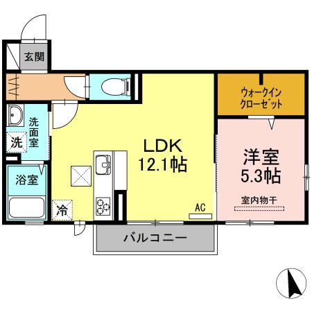 浜の前ガーデン(1LDK/2階)の間取り写真