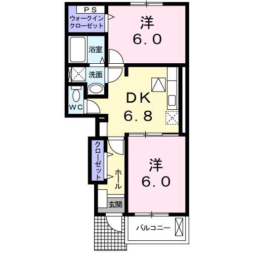 フリーデ(2DK/1階)の間取り写真
