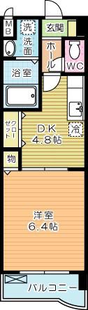アーバンフォレスト片野(1DK/1階)の間取り写真