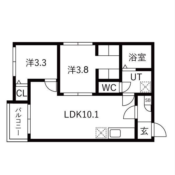 ILUSION桜本町(2LDK/1階)の間取り写真