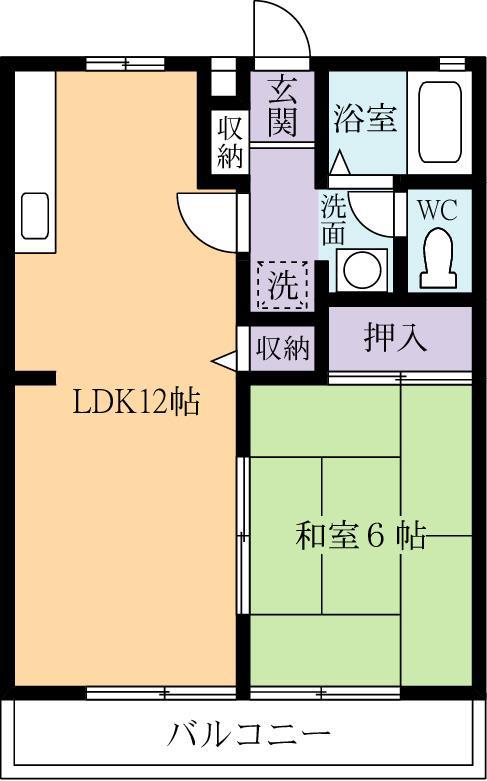 サニーハイツつくばA(1LDK/2階)の間取り写真