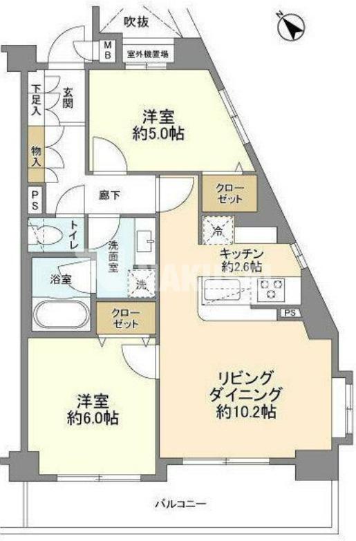 サニーコート祐天寺(2LDK/2階)の間取り写真