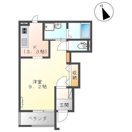 ローズスクエアII(1K/1階)の間取り写真