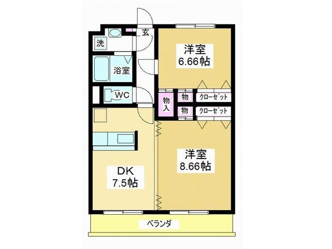 ヒルトップガーデン III(2DK/2階)の間取り写真