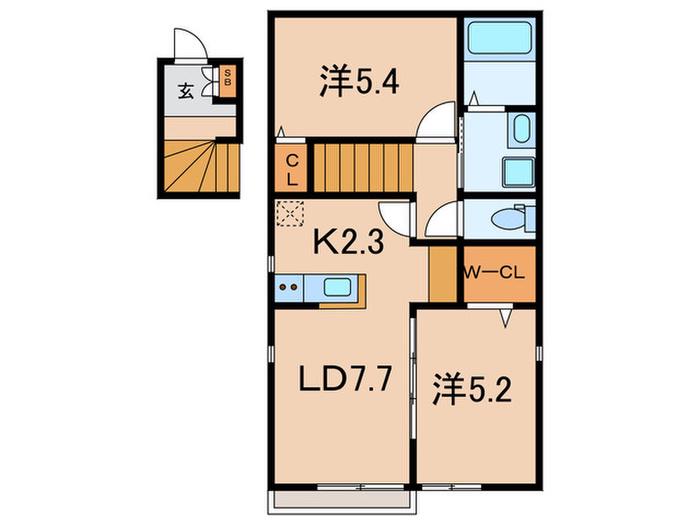 POMMIER(2LDK/2階)の間取り写真