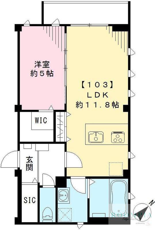 ラシーネ新宿(1LDK/1階)の間取り写真