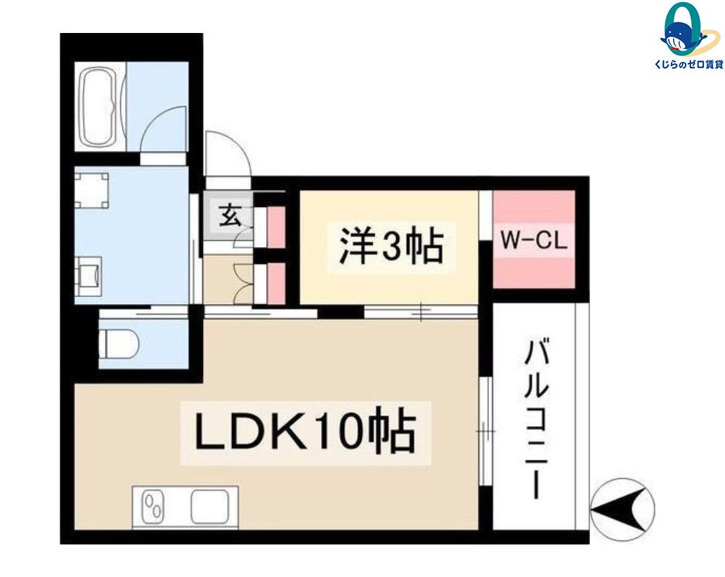WELLNEST ROOM 名駅南 B棟(1LDK/2階)の間取り写真