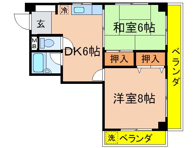 花こう第ニビル(2DK/3階)の間取り写真