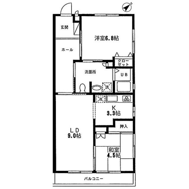ユニバーサルみなみ台(2LDK/2階)の間取り写真