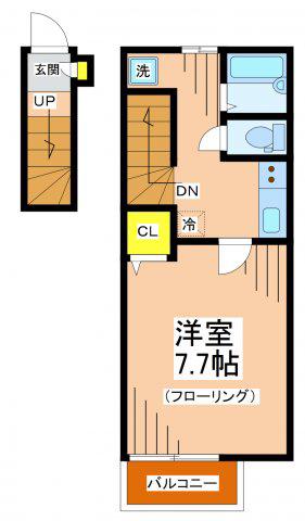 セレ千歳烏山(1K/2階)の間取り写真