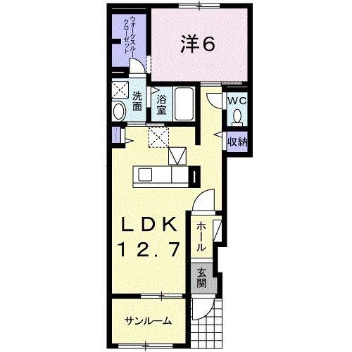フランフルール(1LDK/1階)の間取り写真