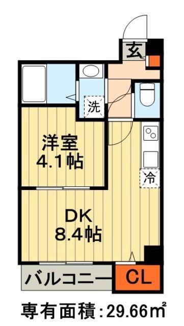 プラージュ東千葉(1DK/5階)の間取り写真