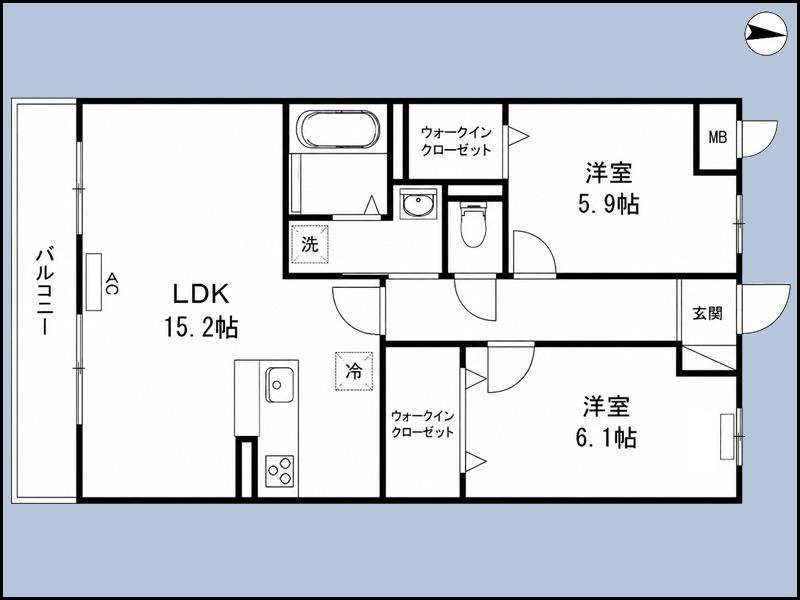 ウィステリアII(2LDK/1階)の間取り写真