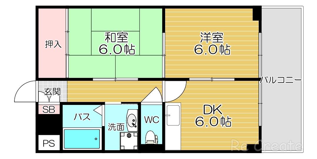 K2アヴェニュー(2DK/2階)の間取り写真