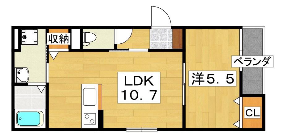 TEKO宮之阪(1LDK/3階)の間取り写真