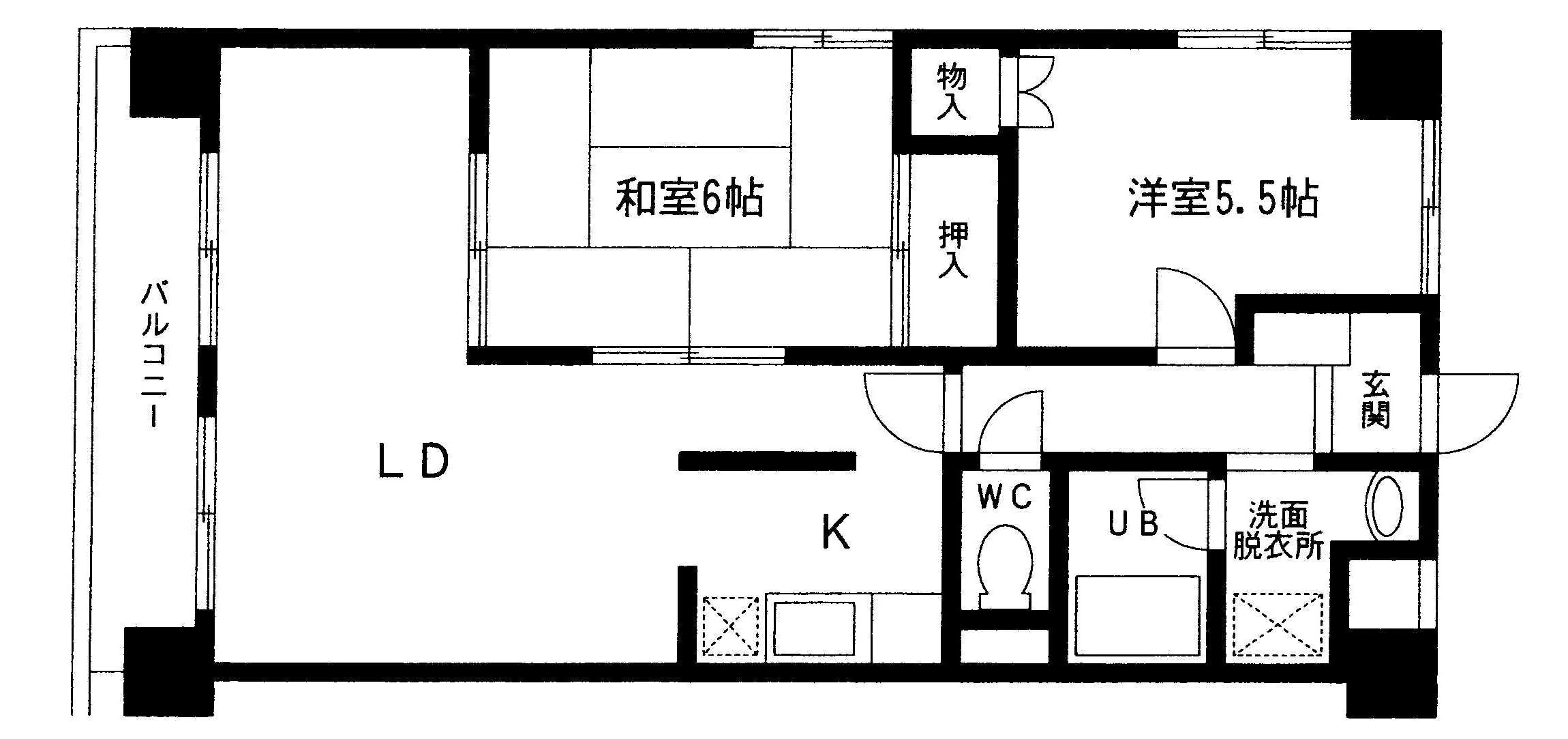 プレッソ吉田(2LDK/2階)の間取り写真
