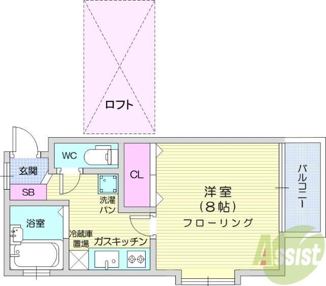 ウインディ北仙台(1K/1階)の間取り写真