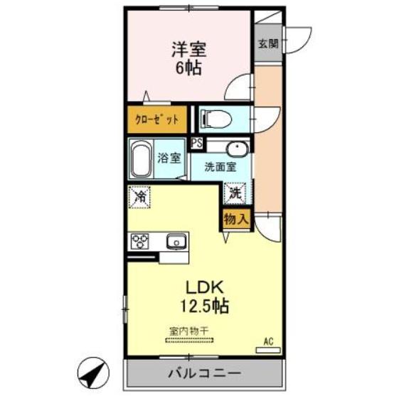 メテオール(1LDK/2階)の間取り写真