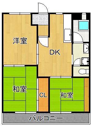 富田ハイツ(3DK/6階)の間取り写真