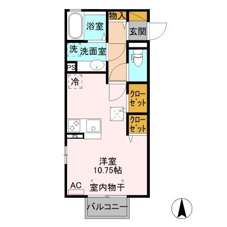 プレシャス天川原(ワンルーム/1階)の間取り写真
