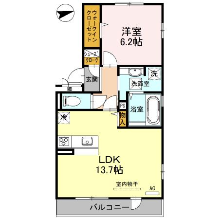 カーサ高善 A棟(1LDK/1階)の間取り写真