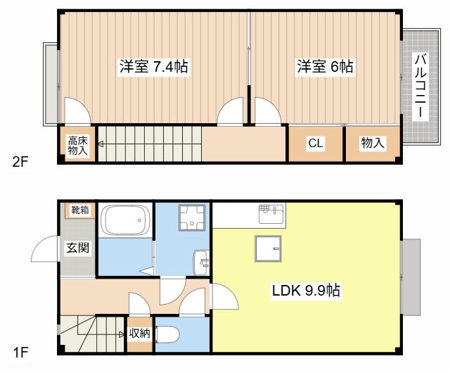 BONHEUR 水郷(2LDK/1階)の間取り写真