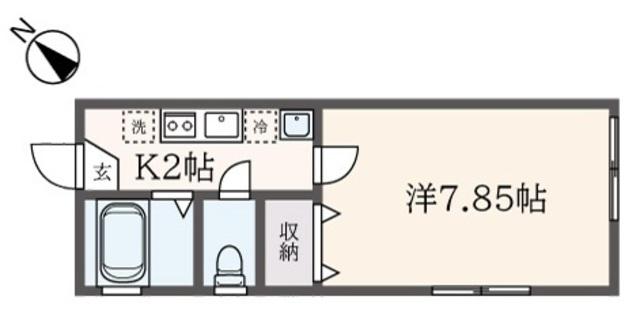 スプリングコート(1K/1階)の間取り写真