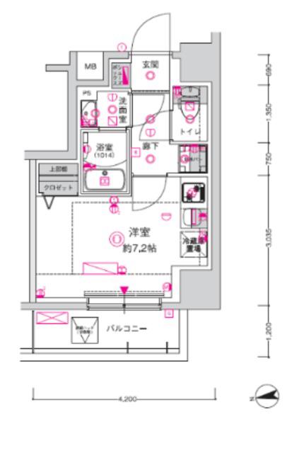 CREST TAPP川崎港町(ワンルーム/9階)の間取り写真