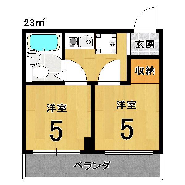 アメニティ京都二番館(2K/5階)の間取り写真