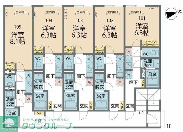 ポーラスター橋本(1K/1階)の間取り写真