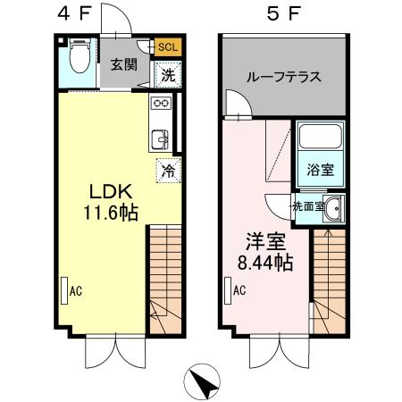 LAPIS目黒本町(1LDK/4階)の間取り写真
