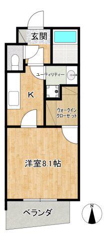 コモドポストI(1K/2階)の間取り写真
